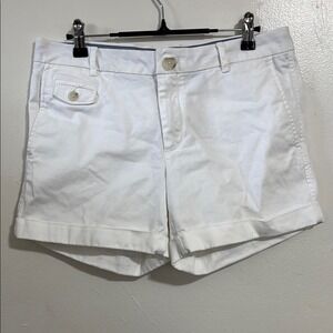Banana Republic Womens White Cuffed Shorts Size 6 Cotton Spandex Casual